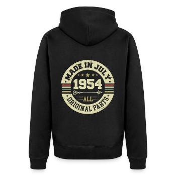 Juillet 1954 Cadeau d’anniversaire 1954 I Made in July - Veste à capuche bio Premium Unisexe - noir - Dos - Nico (187cm)
