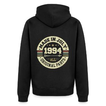 July 1994 Birthday Gift 1994 I Made in July - Unisex Premium Organic Zip Hoodie - black - Back - Nico (187cm)