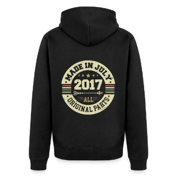 Juli 2017 Geburtstagsgeschenk 2017 I Made in July - Unisex Premium Bio Zip Hoodie - Schwarz - Hinten - Nico (187cm)