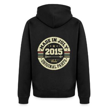 Juli 2015 Geburtstagsgeschenk 2015 I Made in July - Unisex Premium Bio Zip Hoodie - Schwarz - Hinten - Nico (187cm)