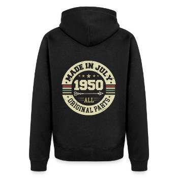 July 1950 Birthday Gift 1950 I Made in July - Unisex Premium Organic Zip Hoodie - black - Back - Nico (187cm)