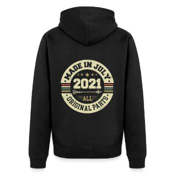 Juli 2021 Geburtstagsgeschenk 2021 I Made in July - Unisex Premium Bio Zip Hoodie - Schwarz - Hinten - Nico (187cm)