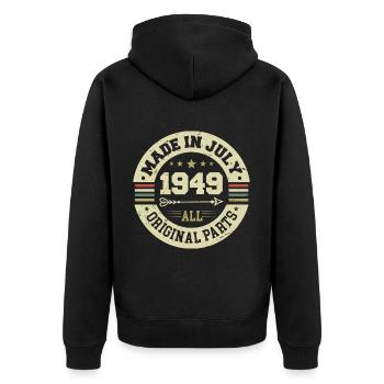 July 1949 Birthday Gift 1949 I Made in July - Unisex Premium Organic Zip Hoodie - black - Back - Nico (187cm)