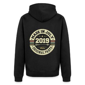 July 2019 Birthday Gift 2019 I Made in July - Unisex Premium Organic Zip Hoodie - black - Back - Nico (187cm)