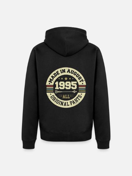August 1995 Birthday Gift August 1995 August - Unisex Premium Organic Zip Hoodie - black