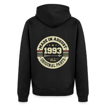 Août 1993 Cadeau d’anniversaire Août 1993 Août - Veste à capuche bio Premium Unisexe - noir - Dos - Nico (187cm)
