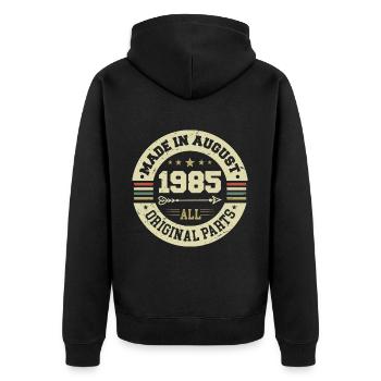 Août 1985 Cadeau d’anniversaire Août 1985 Août - Veste à capuche bio Premium Unisexe - noir - Dos - Nico (187cm)