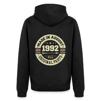 Août 1992 Cadeau d’anniversaire Août 1992 Août - Veste à capuche bio Premium Unisexe - noir - Dos - Nico (187cm)