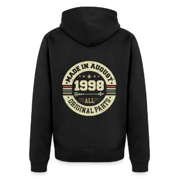 Août 1998 Cadeau d’anniversaire Août 1998 Août - Veste à capuche bio Premium Unisexe - noir - Dos - Nico (187cm)