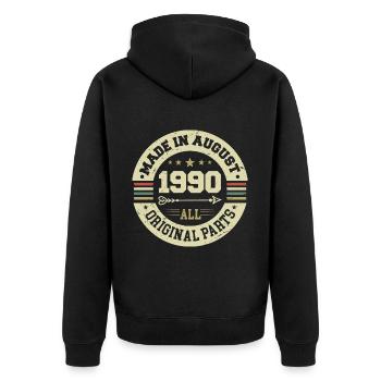 Août 1990 Cadeau d’anniversaire Août 1990 Août - Veste à capuche bio Premium Unisexe - noir - Dos - Nico (187cm)