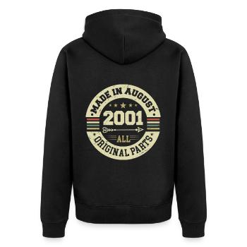 August 2001 Birthday Gift August 2001 August - Unisex Premium Organic Zip Hoodie - black - Back - Nico (187cm)