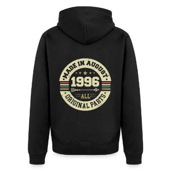 Août 1996 Cadeau d’anniversaire Août 1996 Août - Veste à capuche bio Premium Unisexe - noir - Dos - Nico (187cm)