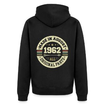 August 1962 Birthday present August 1962 August - Unisex Premium Organic Zip Hoodie - black - Back - Nico (187cm)
