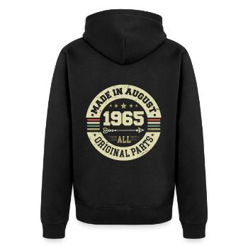 August 1965 Birthday present August 1965 August - Unisex Premium Organic Zip Hoodie - black - Back - Nico (187cm)