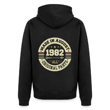 Août 1982 Cadeau d’anniversaire Août 1982 Août - Veste à capuche bio Premium Unisexe - noir - Dos - Nico (187cm)