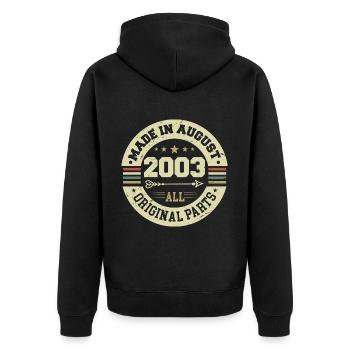 August 2003 Birthday Gift August 2003 August - Unisex Premium Organic Zip Hoodie - black - Back - Nico (187cm)