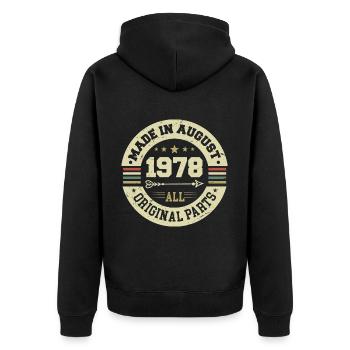 Août 1978 Cadeau d’anniversaire Août 1978 Août - Veste à capuche bio Premium Unisexe - noir - Dos - Nico (187cm)