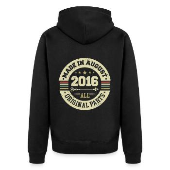 August 2016 Birthday Gift August 2016 August - Unisex Premium Organic Zip Hoodie - black - Back - Nico (187cm)