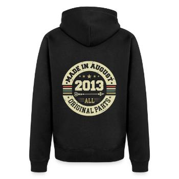 August 2013 Birthday Gift August 2013 August - Unisex Premium Organic Zip Hoodie - black - Back - Nico (187cm)