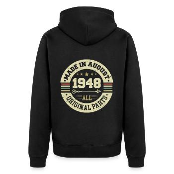 August 1948 Birthday present August 1948 August - Unisex Premium Organic Zip Hoodie - black - Back - Nico (187cm)