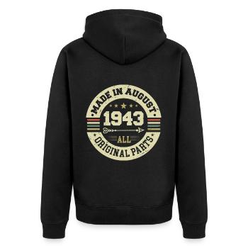 August 1943 Birthday present August 1943 August - Unisex Premium Organic Zip Hoodie - black - Back - Nico (187cm)