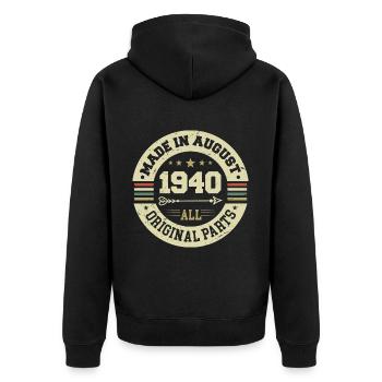 August 1940 Birthday present August 1940 August - Unisex Premium Organic Zip Hoodie - black - Back - Nico (187cm)