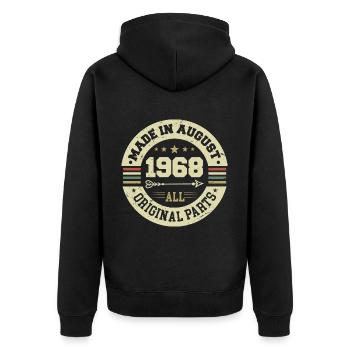 August 1968 Birthday present August 1968 August - Unisex Premium Organic Zip Hoodie - black - Back - Nico (187cm)