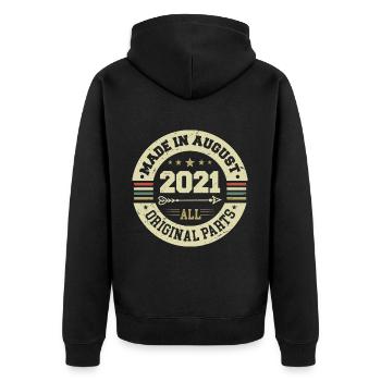 Août 2021 Cadeau d’anniversaire Août 2021 Août - Veste à capuche bio Premium Unisexe - noir - Dos - Nico (187cm)