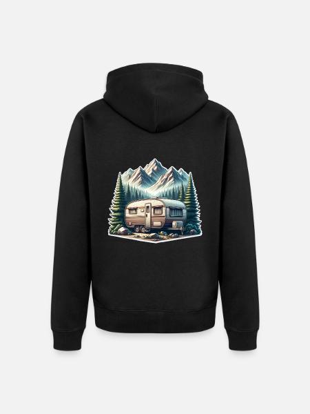 Camping Caravan - Unisex Premium Organic Zip Hoodie - black
