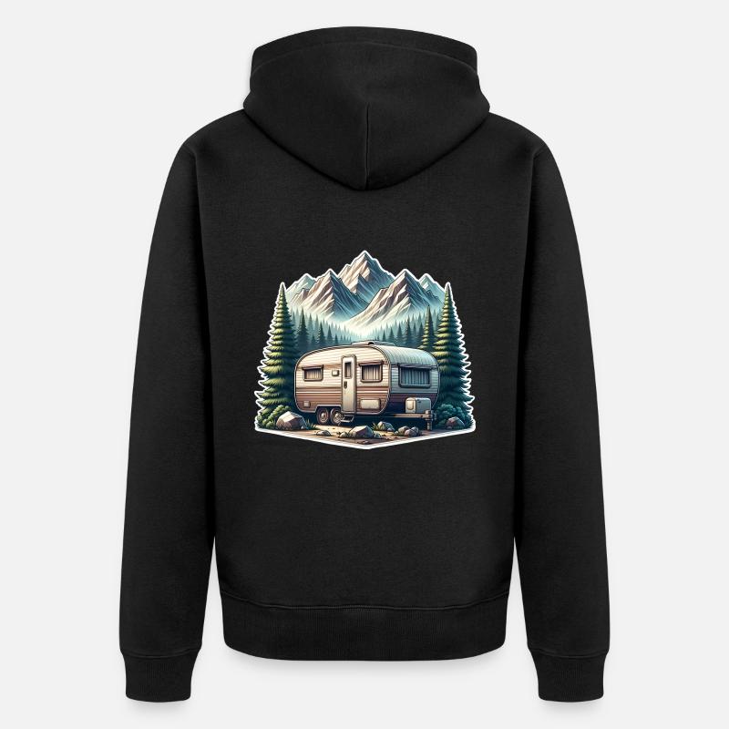 Caravane de camping - Veste à capuche bio Premium Unisexe - noir