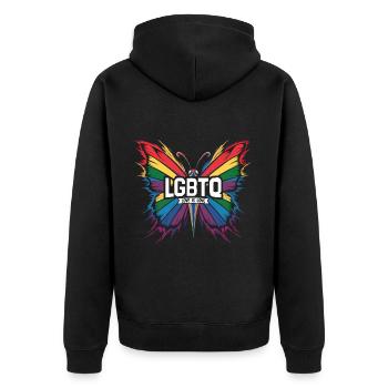 L’amour LGBTQ est l’amour papillon - Veste à capuche bio Premium Unisexe - noir - Dos - Nico (187cm)