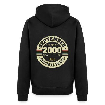 24th birthday 2000 Legendary since September 2000 - Unisex Premium Organic Zip Hoodie - black - Back - Nico (187cm)