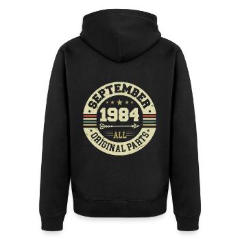 40th birthday 1984 Legendary since September 1984 - Unisex Premium Organic Zip Hoodie - black - Back - Nico (187cm)