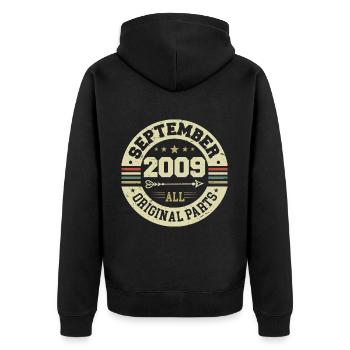 15th birthday 2009 Legendary since September 2009 - Unisex Premium Organic Zip Hoodie - black - Back - Nico (187cm)