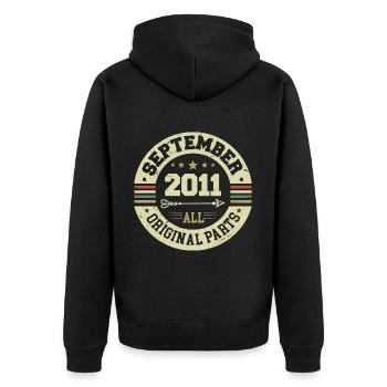 13e anniversaire 2011 Légendaire depuis septembre 2011 - Veste à capuche bio Premium Unisexe - noir - Dos - Nico (187cm)
