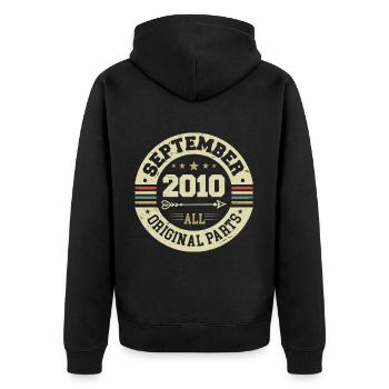 14th Birthday 2010 Legendary since September 2010 - Unisex Premium Organic Zip Hoodie - black - Back - Nico (187cm)