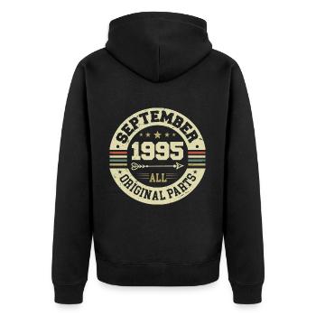 29th birthday 1995 Legendary since September 1995 - Unisex Premium Organic Zip Hoodie - black - Back - Nico (187cm)