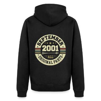 23e anniversaire 2001 Légendaire depuis septembre 2001 - Veste à capuche bio Premium Unisexe - noir - Dos - Nico (187cm)