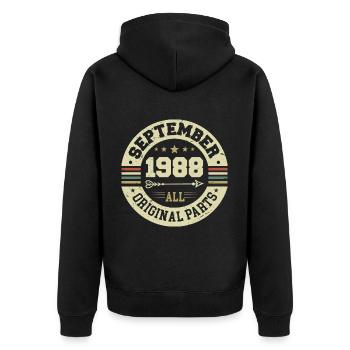 36th birthday 1988 Legendary since September 1988 - Unisex Premium Organic Zip Hoodie - black - Back - Nico (187cm)