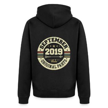5ème Anniversaire 2019 Légendaire depuis septembre 2019 - Veste à capuche bio Premium Unisexe - noir - Dos - Nico (187cm)