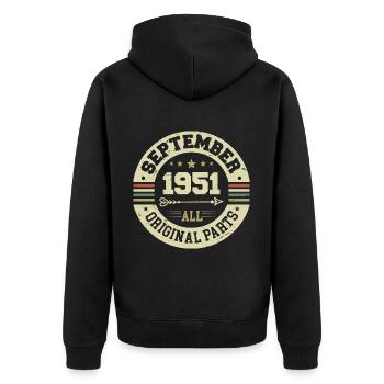 73rd birthday 1951 Legendary since September 1951 - Unisex Premium Organic Zip Hoodie - black - Back - Nico (187cm)