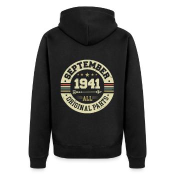 83. Geburtstag 1941 Legendär seit September 1941 - Unisex Premium Bio Zip Hoodie - Schwarz - Hinten - Nico (187cm)
