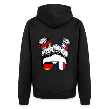 Franzosen Französisch Deutschland Frankreich - Unisex Premium Bio Zip Hoodie - Schwarz - Hinten - Nico (187cm)