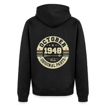 Legendary since October 1948 Birthday October 1948 - Unisex Premium Organic Zip Hoodie - black - Back - Nico (187cm)