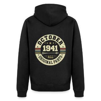 Légendaire depuis octobre 1941 Anniversaire octobre 1941 - Veste à capuche bio Premium Unisexe - noir - Dos - Nico (187cm)