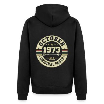 Legendary since October 1973 Birthday October 1973 - Unisex Premium Organic Zip Hoodie - black - Back - Nico (187cm)