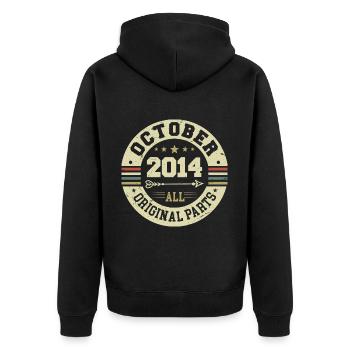 Légendaire depuis octobre 2014 Anniversaire octobre 2014 - Veste à capuche bio Premium Unisexe - noir - Dos - Nico (187cm)