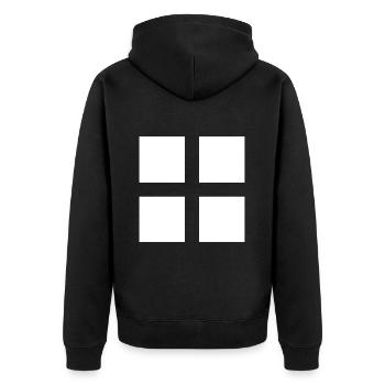 Kreuz Weiß | Fenster zur Seele - Unisex Premium Bio Zip Hoodie - Schwarz - Hinten - Nico (187cm)