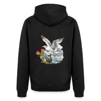Mouette Seagulls Poisson Poisson Marin Salutation d’anniversaire - Veste à capuche bio Premium Unisexe - noir - Dos - Nico (187cm)