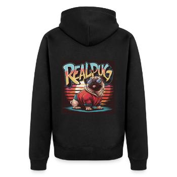 Mops Hundehalter Mops Pugs Real Pug - Unisex Premium Bio Zip Hoodie - Schwarz - Hinten - Nico (187cm)